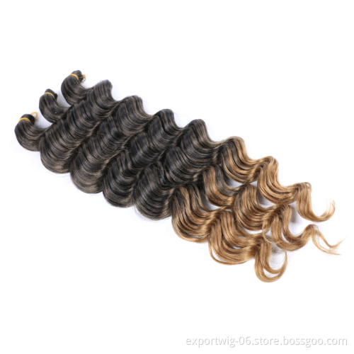 Deep Wave Twist Crochet Hair Extensions Ombre Color Synthetic Fiber 20inch Black Blonde Curly Deep Twist Braiding Hair Bulk